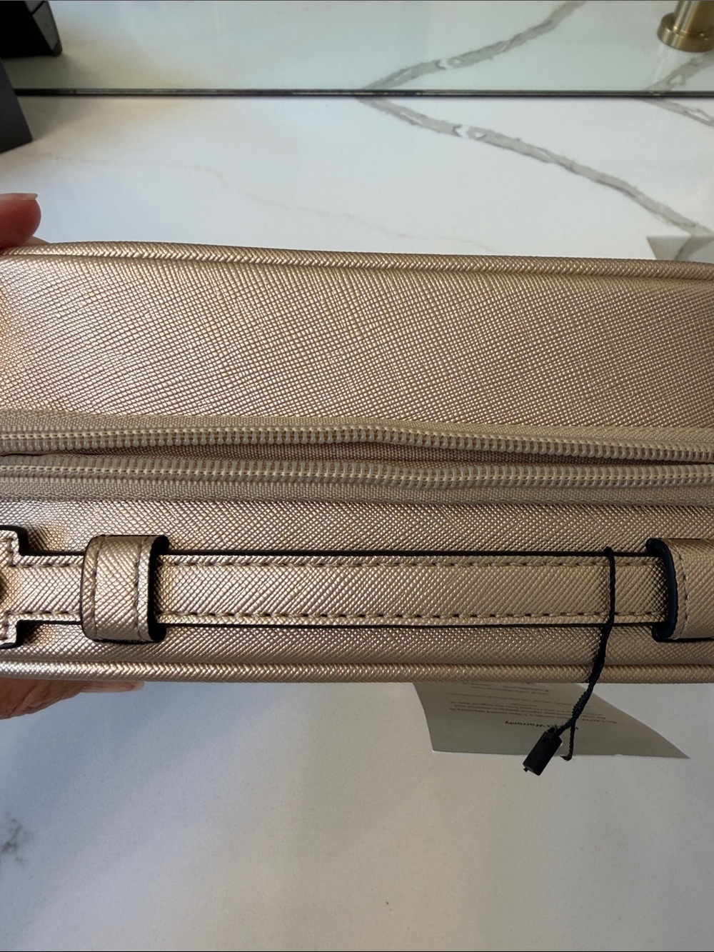 Calpak Clear Travel Cosmetic Case with Rose Gold Trim-small - Picture 3 of 5
